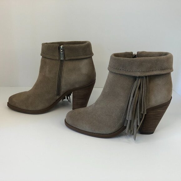 Jessica Simpson Callaghan Ankle Boots Suede Fringe Heeled  Zipper Booties Size 7 - Picture 8 of 14